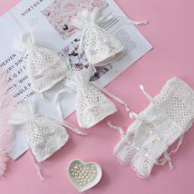10x14cm Weiß Hohl Spitze Tasche 6 Zu 24 stücke Baumwolle Leinen Schmuck Lagerung Tasche Runde Bottom Milch silk Kreative Bündel Tasche Hochzeit