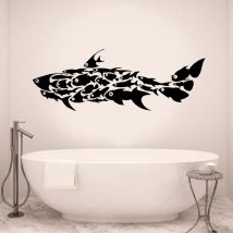 Große Größe Meer Ozean Shark Fisch Wand Aufkleber Vinyl Home Dekoration Bad Schlafzimmer Abziehbilder Wasserdicht Selbst Klebe Wandbild 4077