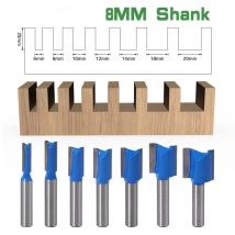 8mm Schaft Gerade Holzbearbeitung Router Bit Set Zimmermann Fräser 6/8/10/12/14/18/20mm Schnitt Durchmesser