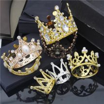 Großhandel Kleine Metall Krone für Jungen Mädchen Baby Geburtstag Prom Tiaras Perlen Haar Schmuck Baby Kuchen Ornamente Kopf Zubehör