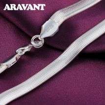 Aravant 925 Sterling Silber 16/18/20/22/24/26 Zoll 6mm flache Schlangen kette Halskette für Frauen Männer Mode Hochzeits schmuck