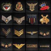 Kleine Reparatur Abzeichen Patch Gold Gestickte Militär Patches Für Kleidung Eisen Auf Für Schließen Schuhe Taschen Abzeichen Stickerei DIY Dekor