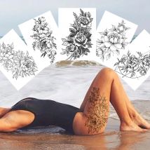 Sexy Blume temporäre Tattoos für Frauen Körper Kunst Malerei Arm Beine Tattoos Aufkleber realistische gefälschte schwarze Rose wasserdichte Tattoos