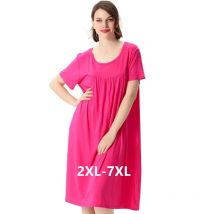 Weibliche Sommer Kleid Neue Plus Größe Lose Nachtwäsche Nachthemd Komfortable Baumwolle Nachthemd Frauen Kurzarm Nachthemd 2XL-7XL