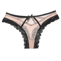 SP&CITY European Luxury Lace Sexy Women Underwear Transparent Bow Hollow Out Panties Sex Thong Low Waist Seamless Briefs Tanga