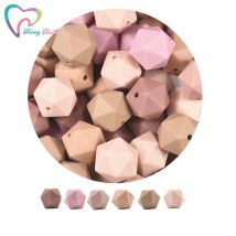 15 Stück MIX, 4 Farben, 14 mm, Icosahedron-Perlen, lebensmittelechtes BPA-freies Silikon, Zahnen, Stillen, Halskette, Schnullerperlen