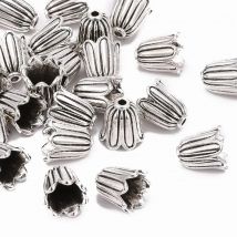 20 Stück 10 mm Blumen-Metall-Abstandshalter im tibetischen Stil, lose Abstandshalter, flache Perlenkappen, Endkappe für DIY-Schmuckherstellung, Zubehör, 10 x 10 mm, Loch: 1 mm