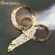 Italienischer Schmuck s925 Silber Damen Halskette dreifarbig gewebte Choker Halsketten 40cm 45cm