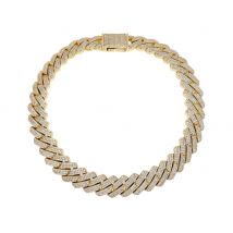 TOPGRILLZ 20MM 3 Row Zirconia Prong Link Necklace in White Gold Iced Micro Pave CZ Cuban Chain Hip Hop Fashion Jewelry For Men