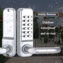 Silver Long Handle Keyless Mechanical Digital Door Lock Password Keypad Home Garden Yard Wooden Iron Gate Lock Pushbutton