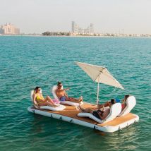 Drop Stitch PVC Inflatable Swim Platform Boat Floating Dock With Steel Ladder water floating platform Mat for sale