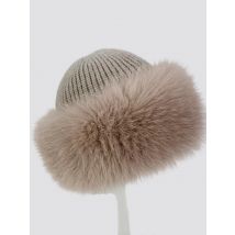 Winter Hats Women Natural Fox Fur Fuffy Warm Fashion Stylish Fedoras Knitted fur hat