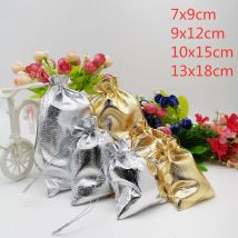 100 stücke Schmuck Beutel Schmuck Tasche Silber/Gold Samt Tasche Kordelzug Schmuck Verpackung Taschen Organza Schmuck Taschen 7x9 9x12 13x18