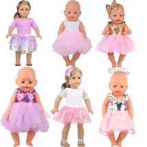 Cekinowa sukienka dla lalek 17 cali i 43 cm Baby New Born Doll Brilliant Party Reunion Doll Skirt dla amerykańskiej 18-calowej lalki DIY