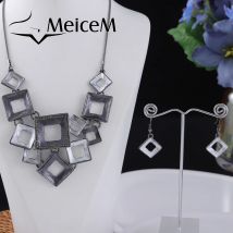 MeiceM Enamel Irregular Geometry Necklace Women's Chokers Necklaces for Girls Dress Trendy Alloy Chain Women Mother's Day Gift