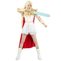 Sie Ra Cosplay Kostüm Power Prinzessin Sie Ra Cosplay Kleid Mit Roten Mantel Weiß Kleid Uniform Set