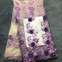 African Lace Fabric 2024 High Quality Lace 3d Applique Embroidery Tulle French Lace Fabric For Wedding Lace M2360