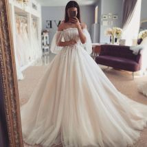 Fee Boho Brautkleider Puffärmel Prinzessin Vintage Brautkleid Spitze Brautkleider Korsett Rücken Maßgeschneiderte Robe de Mariee