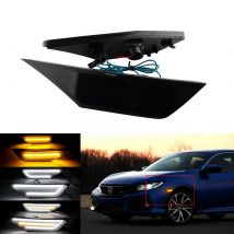 2x per Honda Civic 2016-2020 ambra e bianco LED indicatore laterale indicatore ripetitore luce lente affumicata nera