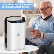 VARON Concentratore di ossigeno a flusso di impulso per macchina per ossigeno portatile da 5 litri per uso domestico medico e viaggiare all'aperto con uso a batteria