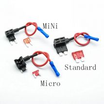 1 Stück 12V Kleiner/Mittelgroßer Auto-Sicherungshalter mit Zusatzschaltkreisadapter für Micro/Mini/Standard ATM APM Flachsicherungen mit 10A Flachsicherung