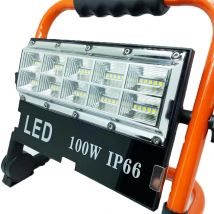 Rechargeable LED Work Light 100W Super Bright Waterproof Flood Light Portable Work Lights with Stand for Camping Garage Workshop