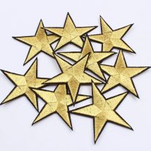 5 Stück 7,2 cm große Gold Silber Weiß Schwarz Rot Stern bestickte Aufnäher für Kleidung Eisen auf Applikationen Jeans Schuhe Kleidung Aufkleber