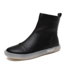 ZXRYXGS 2026 New Spring Soft Sole Genuine Leather Sneakers Boots Fashion Casual Ankle Boots Winter Warm Shoes Women Flat Boots