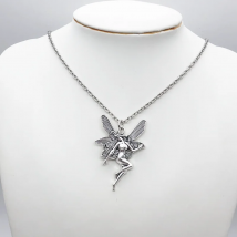 Vintage Fashion Statement Angel Fairy Pendant Necklace For Women Cross Chain Choker Jewelry Punk Goth Gothic Wicca Accessories