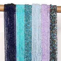 2mm 3mm 4mm Faceted Natural Stone Quartzs Crystal Beads Round Zircon Aquamarines Bead for DIY Jewelry Making Supplies 15" Strand