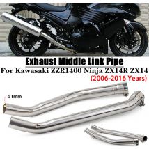 Slip Auf Für Kawasaki ZZR1400 Ninja ZX14R ZX14 2006-2016 Motorrad Auspuff Mittleren Link Rohr 51mm