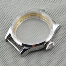 43mm silver case sapphire glass  watch case fit ST36 ETA 6497-1/ 6497-2 /6498 movenent