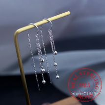 925 Sterling Silber Quaste Runde Perle Ohrring boucle d'oreille Lange Tropfen Ohrring für Frauen Mode Schmuck
