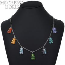 Dropship Multicolor Transparent Bär Halskette Nette Candy Farbe Harz Gummibärchen Anhänger Halskette Frauen & Mädchen Täglich Schmuck Party