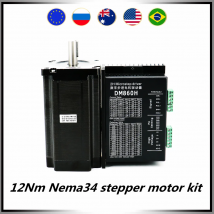 Motor paso a paso Nema34 86, brida de 12nm, 14mm con llave de 5mm + controlador de micropasos de 2 fases DM860H, VAC 18-80V, VDC 24-110V