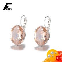 Mode Ohrringe 925 Silber Schmuck Oval Form Zirkon Edelstein Trendy Tropfen Ohrring für Frauen Hochzeit Versprechen Ornamente Großhandel