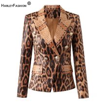 HarleyFashion Frühjahr Hohe Streeet Frauen Blazer Jacke Einzigartige Schlange Muster Tier Damen PU