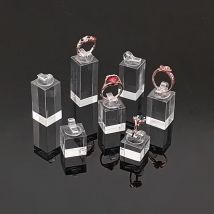 7Pcs Different Height Acrylic Round/Square Finger Ring Jewelry Display Stand Holder Photography Props Showcase Organizer Rack