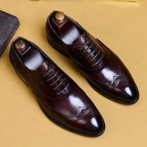 Full Grain Leder Männer Retro Italienische Design Männer Brogues Echtes Leder Kleid Schuhe Handgemachte Hochzeit Schuhe Für Männer