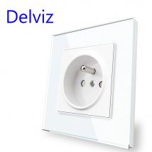 Delviz Francuskie standardowe gniazdko, Panel ze szkła hartowanego, Interfejs AC do użytku domowego Porty 110-250 V, Wbudowane w ścianę gniazdo zasilania 16 A
