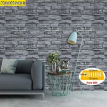 HaoHome Grau Stein Schälen Stick Stein Tapete für Wände Selbst Adhesive Kontakt Papier Küche Hotel Wand Dekor