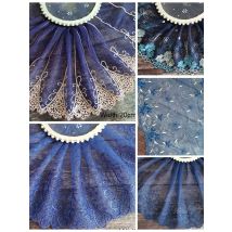 1Yard,Blue and Purple,  Embroidered Mesh Lace Fabric, Beautiful Clothing, DIY Garment, Sewing Item, Doll Accessories, 441