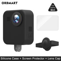 Silikonhülle für GoPro MAX 360, gehärtetes Glas, Displayschutzfolie, schützende Objektivdeckel, Gehäuseabdeckung für Go Pro Max-Zubehör