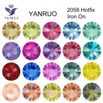 YANRUO 2058 Top Hotfix Kristalle Flatback DIY Handwerk Glitzer Strass Glas selbstklebende Strasssteine zum Aufbügeln