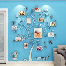 3D Spiegel Wandaufkleber DIY Fotorahmen Baum Acryl Aufkleber Familie Foto Baum Wandaufkleber Kunst Home Dekorative Wandtattoos