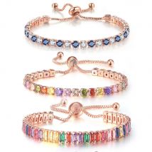 Regulowane wielokolorowe bransoletki tenisowe dla kobiet Ladies Wedding Rainbow kolorowa cyrkonia Charm bransoletka łańcuszek na rękę DZH043