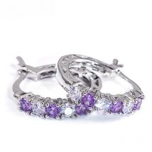 Cellacity Four Colors Choices Earrings for Women Silver  Jewelry with Gemstones Sapphire Emerald Amethyst Ruby Ear drops Gift