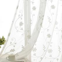 Gestickte weiße Blumen-Tüll-Fenstervorhänge für Wohnzimmer, europäische Voile-Vorhänge für Schlafzimmer, Küche, Vorhänge, Jalousien