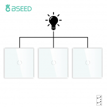Bseed 3 Packungen EU-Standard 1 Gang 3-Wege-Touch-Lichtschalter Schwarz Weiß mit Kristallglasscheibe