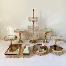 Rechteckigen Spiegel-Top Kuchen Stehen Steigleitungen Dessert Tray Set (Gold) 3 tiers cupcake stehen